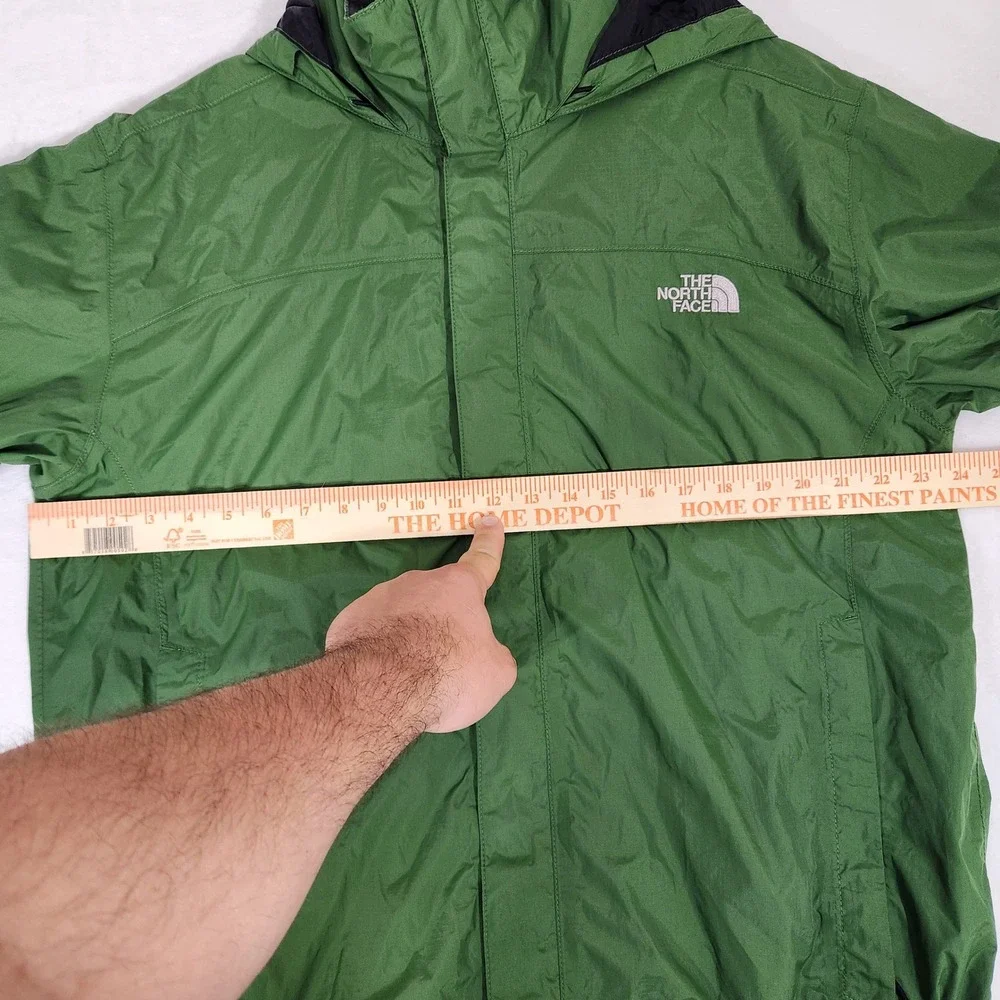 The North Face Resolve HyVent Rain Jacket Mens Large Green Hooded Shell AR9T